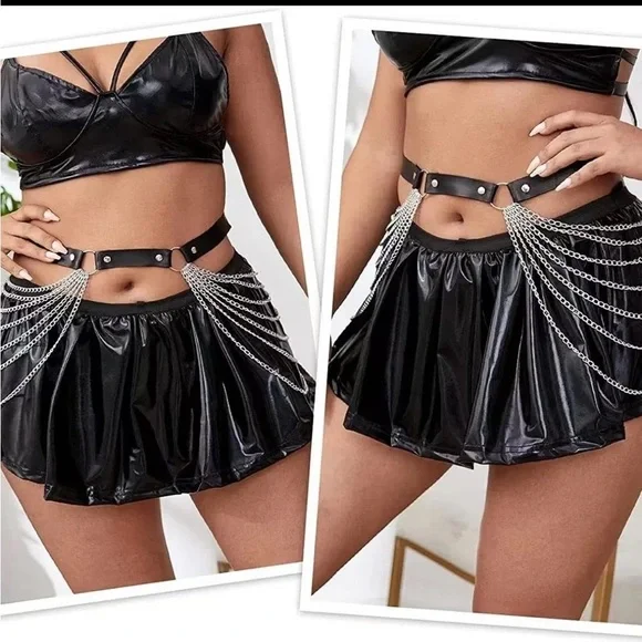 Sexy chain belt. Faux leather. 1 piece multilayer chains - Picture 4 of 10